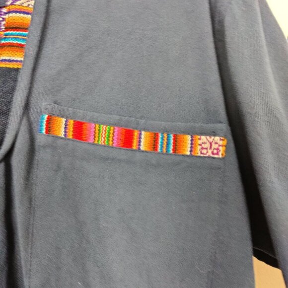 Andes Men's Short Sleeve Blue Cotton Handmade T-shirt Size Large Awayo Tee - Picture 4 of 9